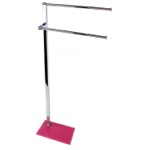 Gedy 7831-76 Towel Stand, Chrome with Pink Thermoplastic Resins Base